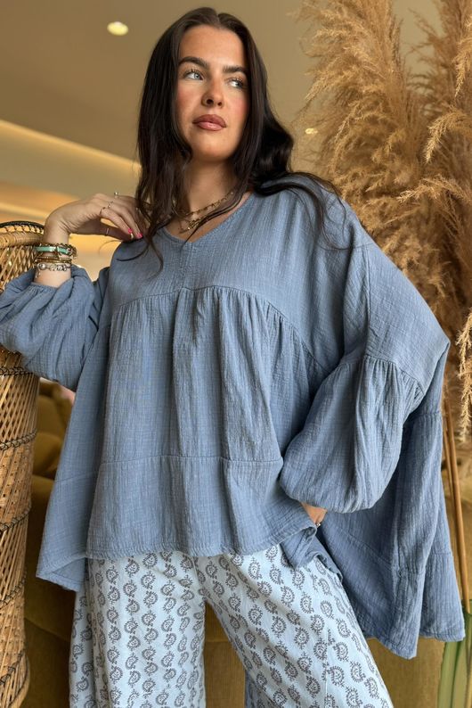 Suri Cushion Cotton Artist Smock Denim /15=